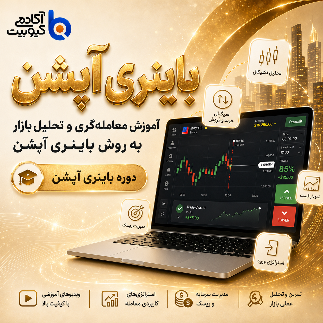تصویر دوره معامله‌گری بازارهای مالی به روش باینری آپشن (B.O.T.C)